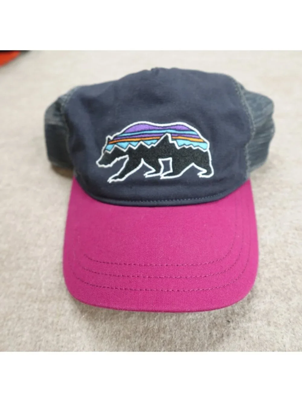 Patagonia Womens Hat Blue Snapback Trucker Fitzroy Bear
